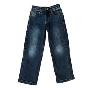 Boden boys dark wash denim straight leg jeans jeans 5Y adjustable cotton stretch